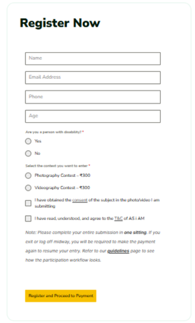 Guidelines Step 1 registration form screenshot